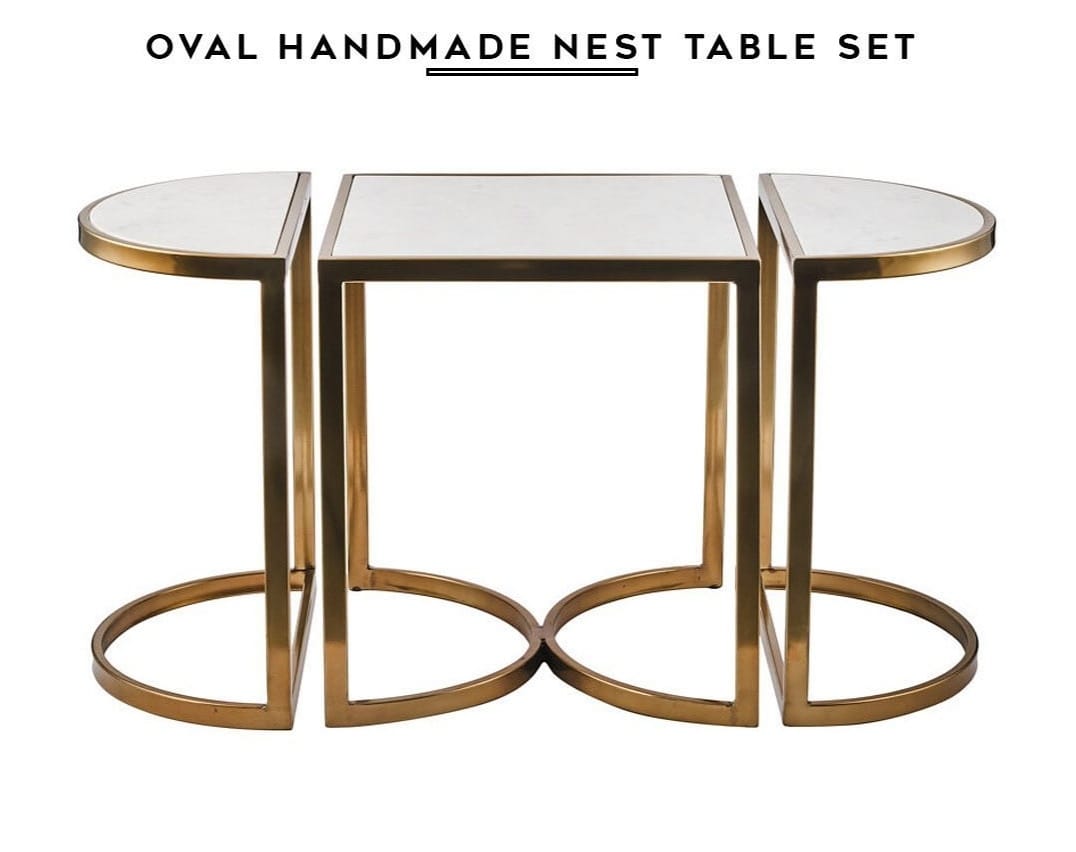 Oval Handmade Gold Nesting Table Set AH-176 Moradabad